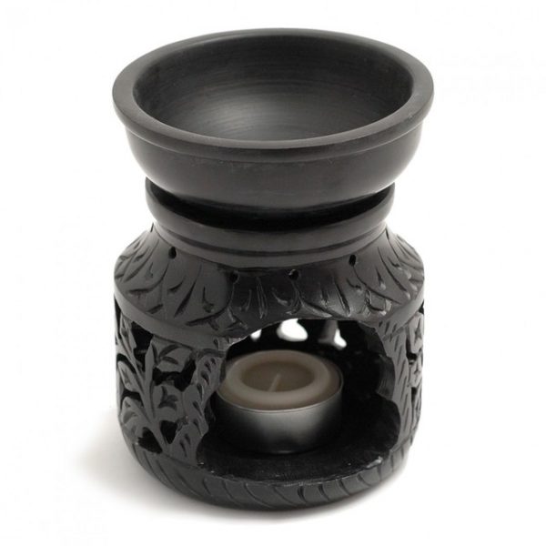 Oil Essential Burner: Black Soap stone - Healing Light